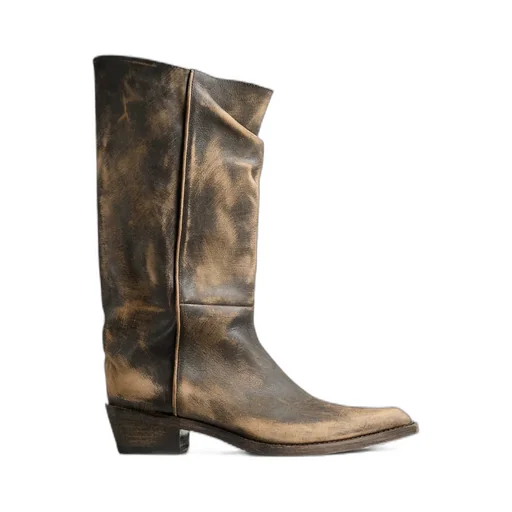 Pointed-Toe Distressed Boots