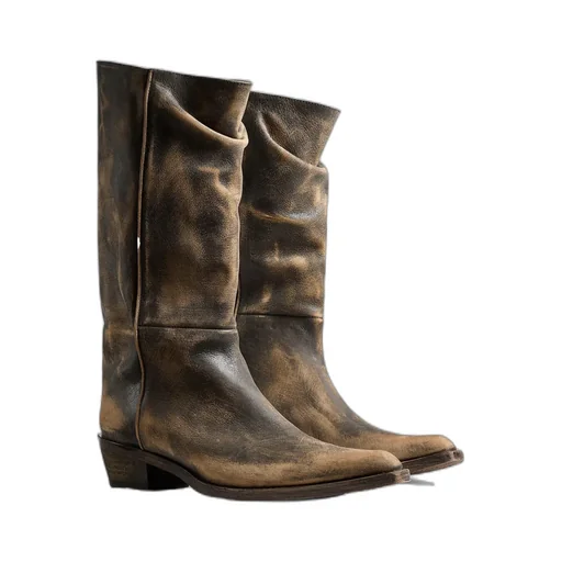 Pointed-Toe Distressed Boots