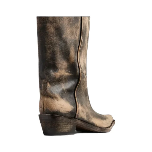 Pointed-Toe Distressed Boots