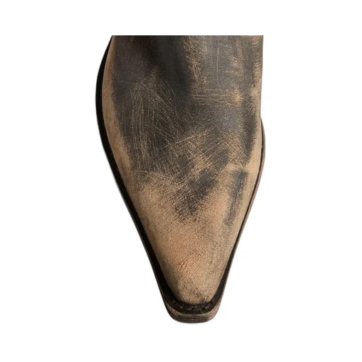Pointed-Toe Distressed Boots