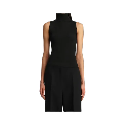 High Neck Straight Hem Sleeveless Top