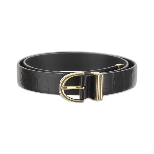 Crocodile-Embossed Leather Belt