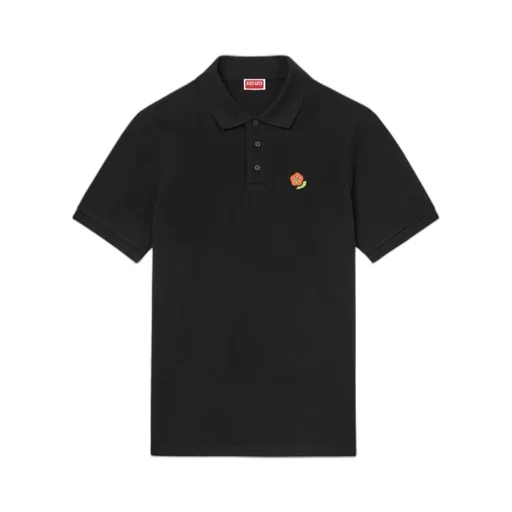 Floral Embroidered Short-Sleeved Polo Shirt