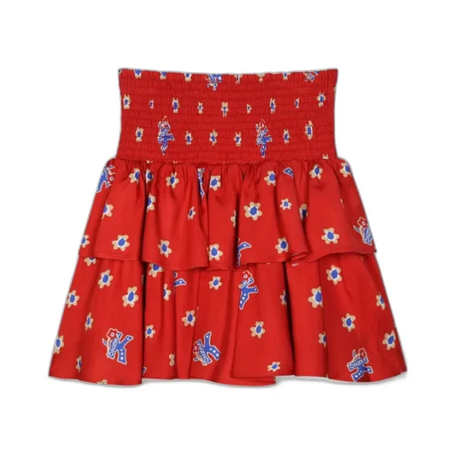 Flounced All-Over Print Skirt