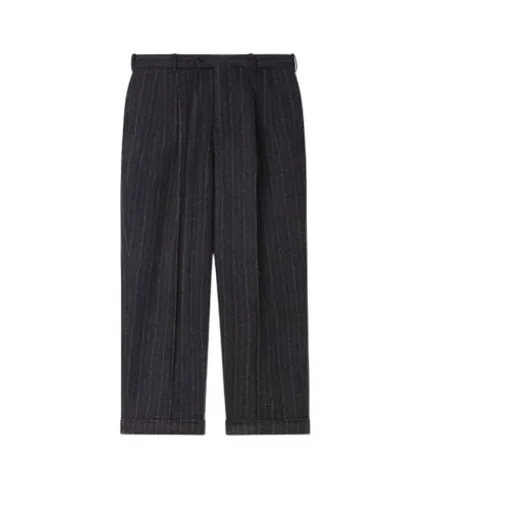 Straight Pleated Tailored Pants In Virgin Wool