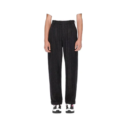 Straight Pleated Tailored Pants In Virgin Wool