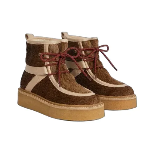 Pony Leather Lace-Up Boots Yuki