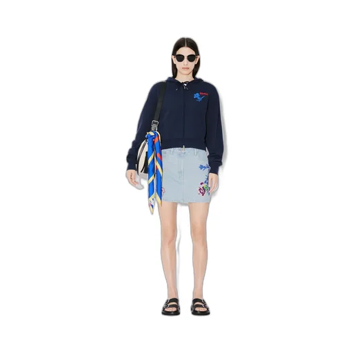 Hooded Embroidered Sweatshirt Kenzo Drawn Flowers