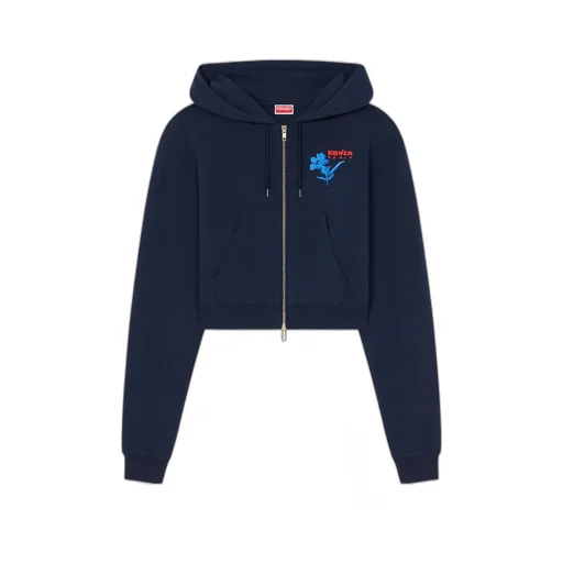 Hooded Embroidered Sweatshirt Kenzo Drawn Flowers