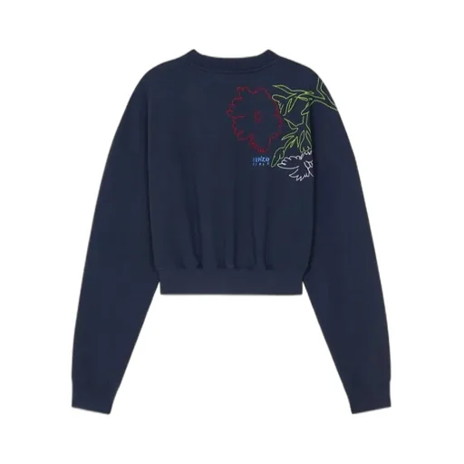 Drawn Flowers Embroidered Sweatshirt