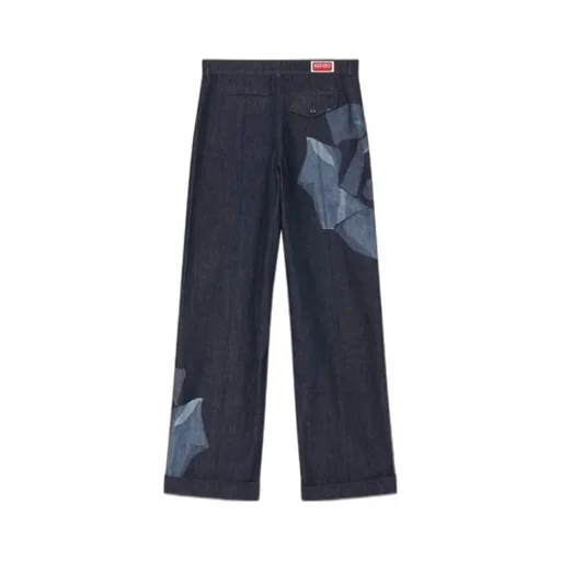Rose Printed Wide-Leg Jeans