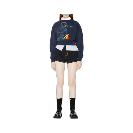 Drawn Flowers Embroidered Sweatshirt