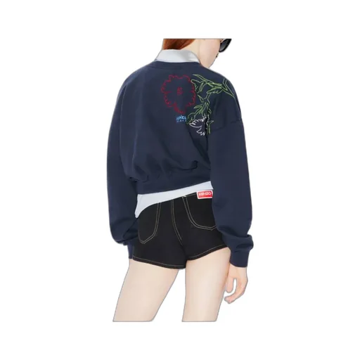 Drawn Flowers Embroidered Sweatshirt