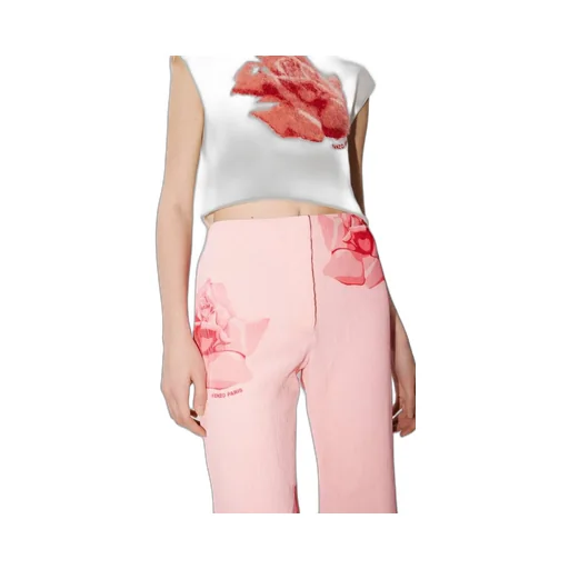 Rose Printed Flared Pants