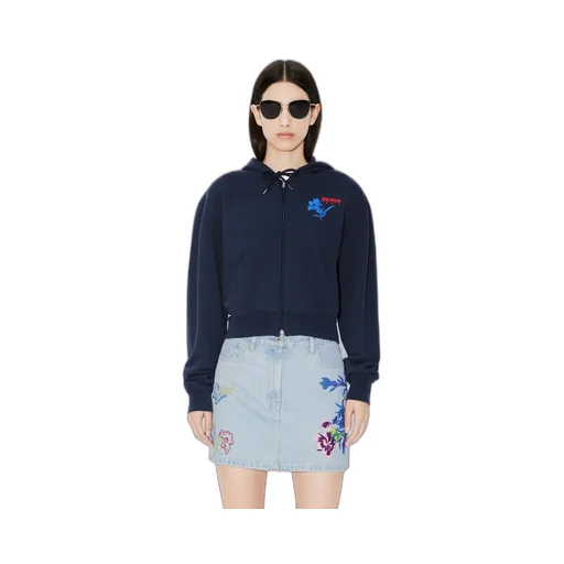 Hooded Embroidered Sweatshirt Kenzo Drawn Flowers