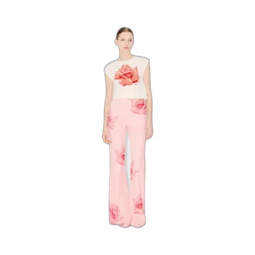 Rose Printed Flared Pants