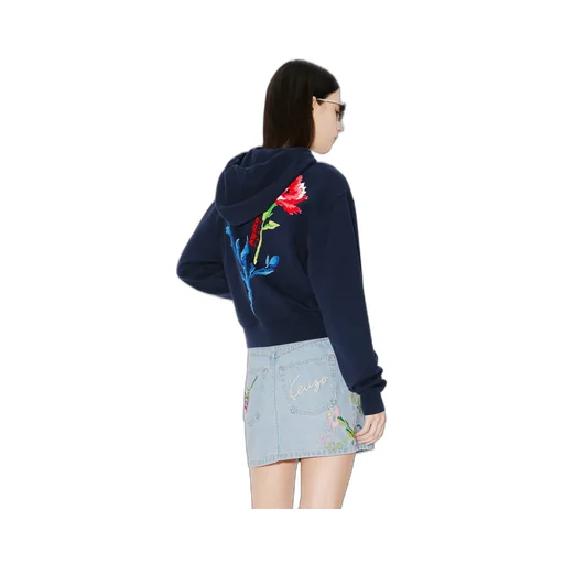 Hooded Embroidered Sweatshirt Kenzo Drawn Flowers