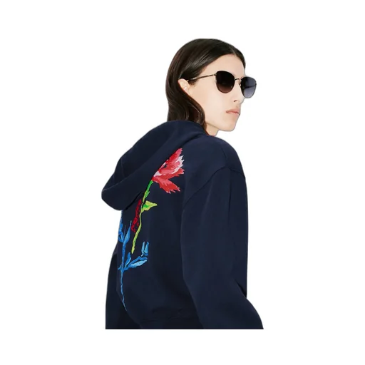 Hooded Embroidered Sweatshirt Kenzo Drawn Flowers