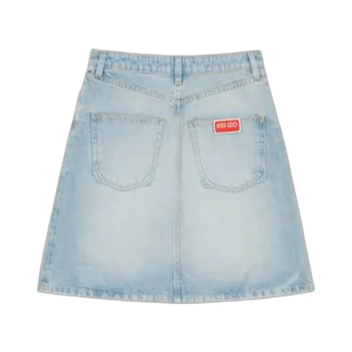 Straight Hem Denim Skirt