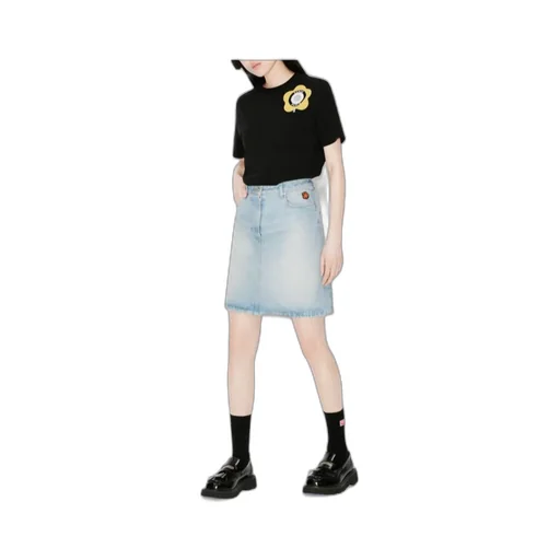 Straight Hem Denim Skirt