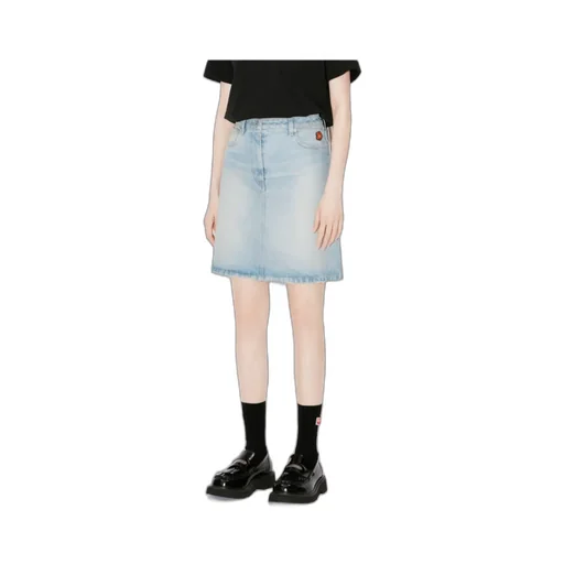 Straight Hem Denim Skirt