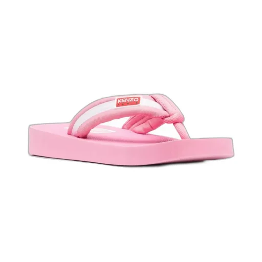 Logo-Patch Striped Slip-On Flip Flops