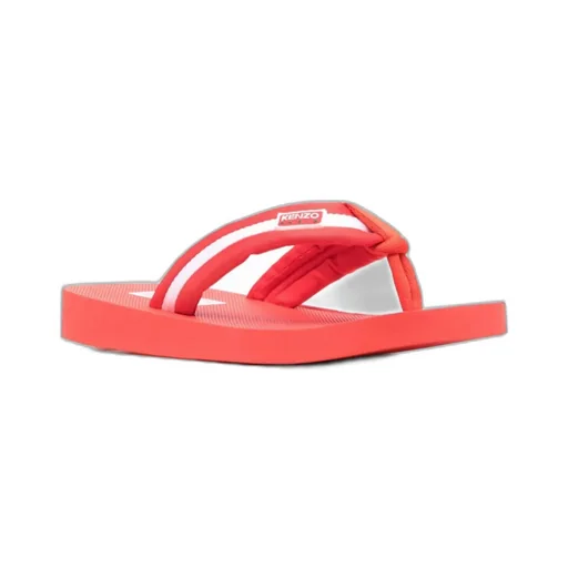 Logo-Patch Striped Slip-On Flip Flops