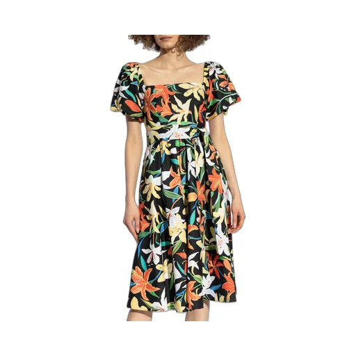 Floral-Print Square-Neck Midi Dress