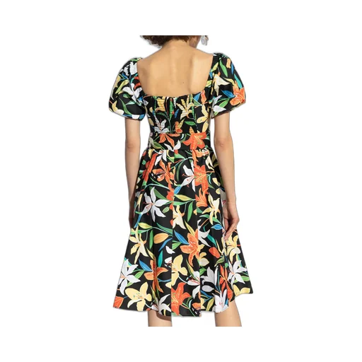 Floral-Print Square-Neck Midi Dress
