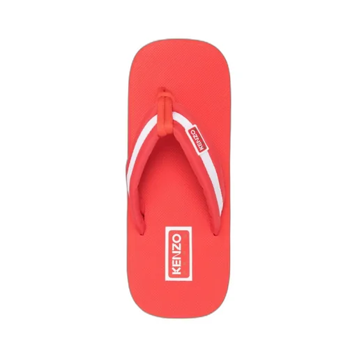 Logo-Patch Striped Slip-On Flip Flops