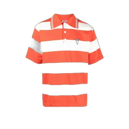 Logo Patch Striped Polo Shirt
