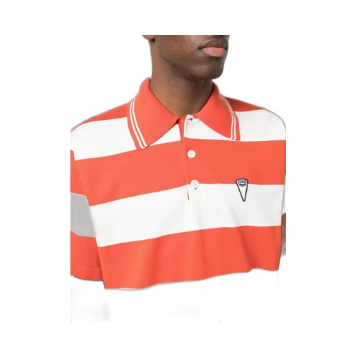 Logo Patch Striped Polo Shirt