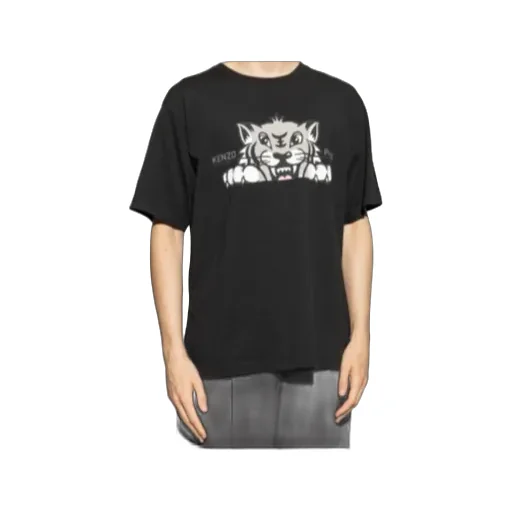 Happy Tiger Printed Crewneck T-Shirt