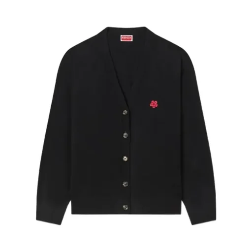 Embroidered Cardigan In Merino Wool Boke Flower