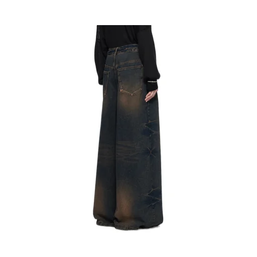 Blue Washed Denim Wide Jeans