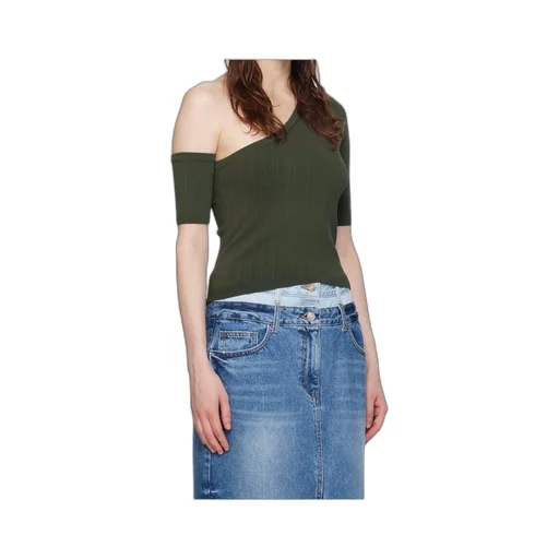Ribbed-Knit One-Shoulder Top