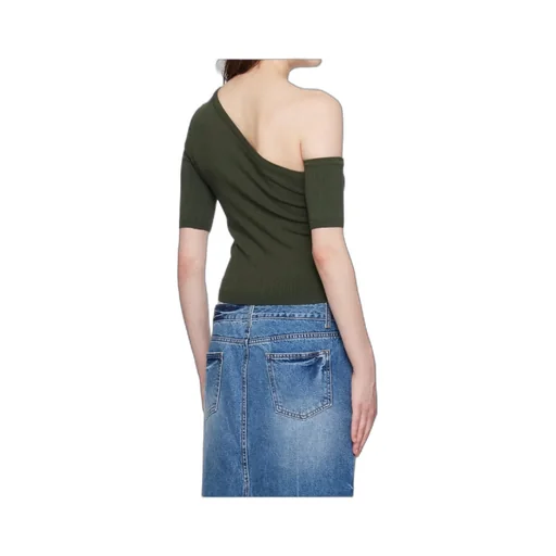 Ribbed-Knit One-Shoulder Top