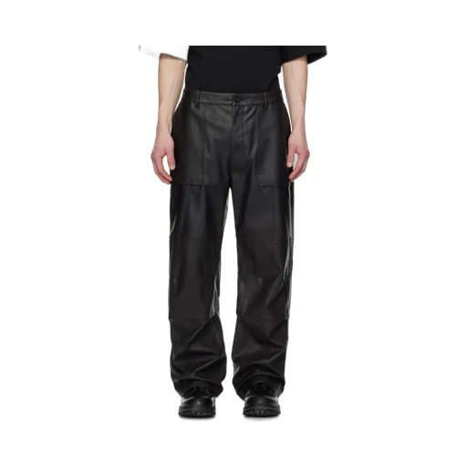 Knee Tuck Faux-Leather Pants