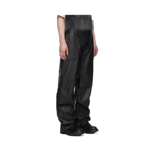 Knee Tuck Faux-Leather Pants