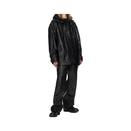 Knee Tuck Faux-Leather Pants
