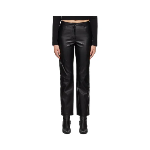 Pleated Faux Leather Casual Pants