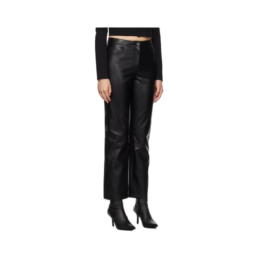 Pleated Faux Leather Casual Pants