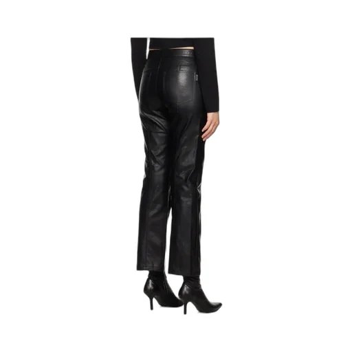 Pleated Faux Leather Casual Pants