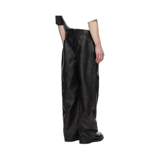 Knee Tuck Faux-Leather Pants