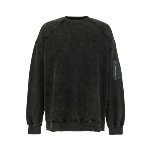 Crewneck Sweater With Sleeve Zip Pocket