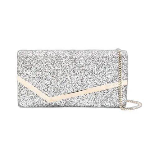 Emmie Glitter-Detailed Chain-Linked Clutch Bag