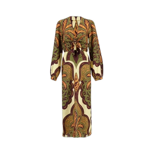 Tie-Front Paisley Print Dress