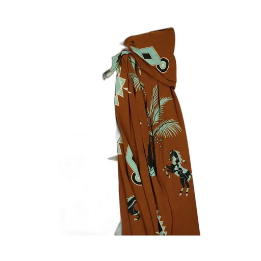 Wrap Horses Palms Print Midi Draped Skirt
