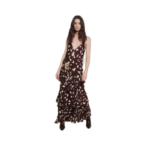 Heart Print Ruffled Maxi Dress