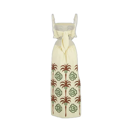 Tributaries Palm-Tree Embroidered Cut-Out Maxi Dress